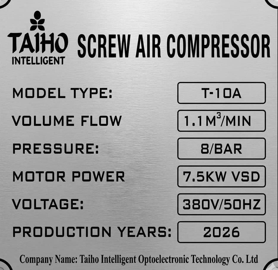 7.5kw 10 HP industrial rotary screw air compressor pipeline setup with air storage tank, refrigerated air dryer, and inline filters for factories in Pakistan.