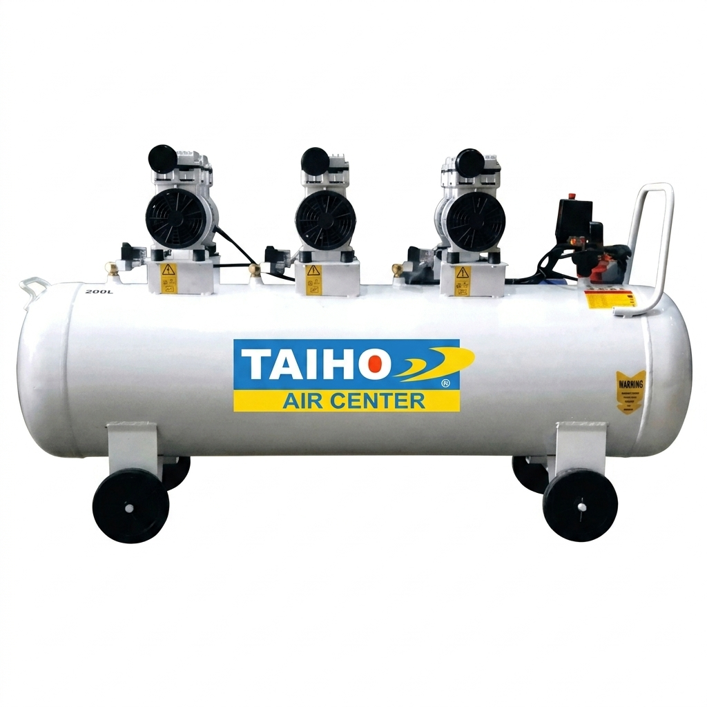 200L oil free air compressor with 3 motors for dental clinics and industrial use in Pakistan
