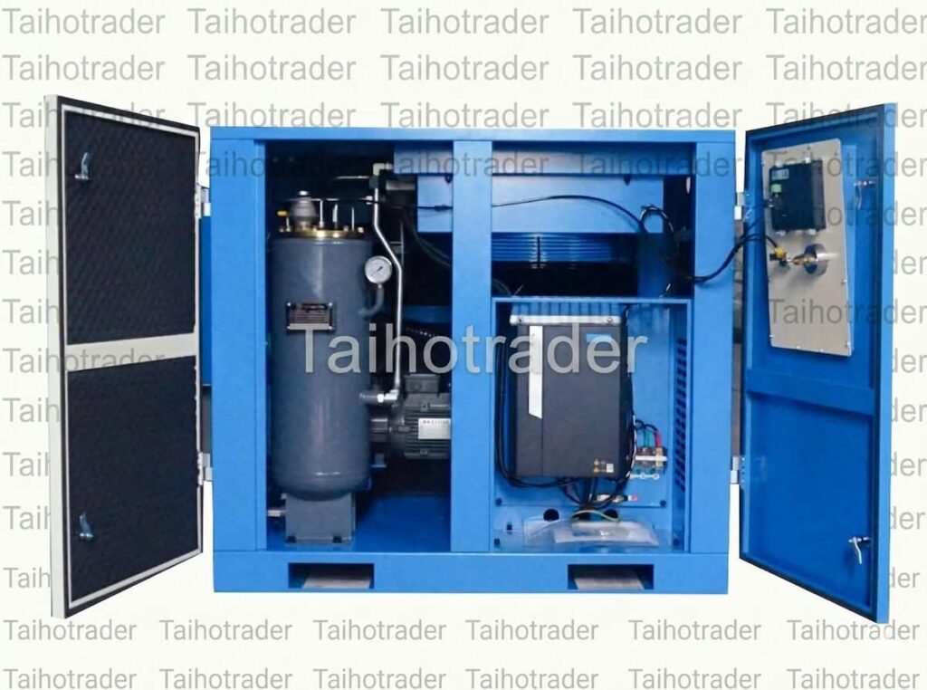 Inside view of 37 kW Screw Air Compressor